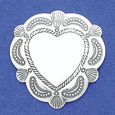 Stamped Heart Concho Disk 1"