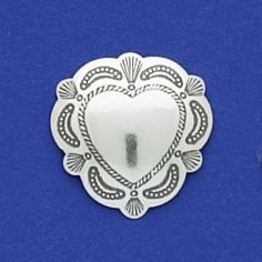 Stamped Heart Concho Disk 3/4"