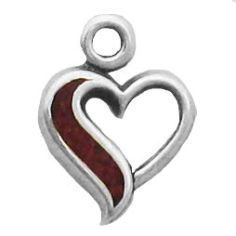 Heart, Simulated Coral Inlay Pendant