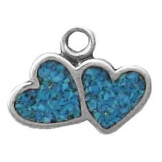 Double Heart, Turquoise Inlay Pendant
