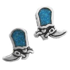 Cowboy Boots, Turquoise Inlay Earrings