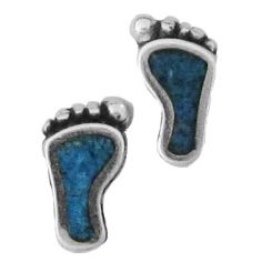 Feet, Turquoise Inlay Earrings
