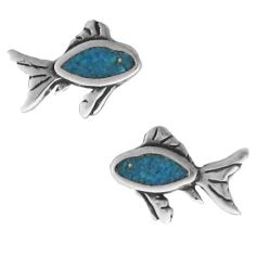 Fish, Turquoise Inlay Earrings
