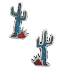Saguaro Cactus, Chip Inlay Earrings