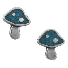 Mushroom,Turquoise Inlay Earrings / OUT OF STOCK