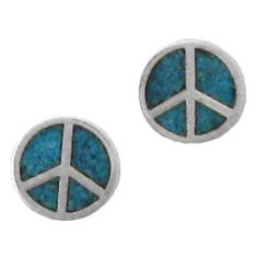 Peace Symbol, Turquoise Inlay Earrings