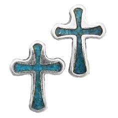 Cross, Turquoise Inlay Earrings