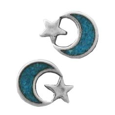 Moon & Star, Turquoise Inlay Earrings
