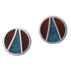Round with V, Inlay Earrings