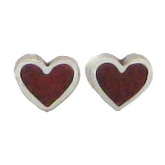 Heart, sm, Red Chip Inlay Earrings