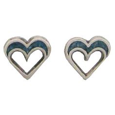 Heart, Turquoise Inlay Earrings
