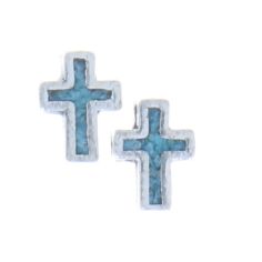 Cross, Turquoise Inlay Earrings