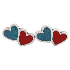 Heart Double, Turquoise Inlay Earrings